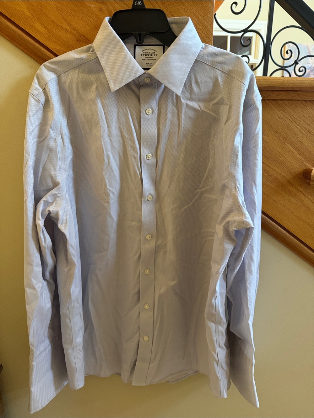 Charles Tyrwhitt Pale Gray Men's Dress Shirt Slim Fit Non-iron Sz 17/34 New